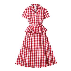 Vestidos Casuales de Verano para Mujer, Transpirables, de Manga Corta, Cuello en V, Cintura Natural, Línea A, Estilo Retro Vintage para Fiesta - Product Image 3