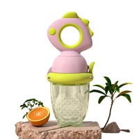 Sucette pour bébé en forme d'animal de dessin animé, en gel de silice, distributeur de fruits avec poignée, sans BPA, pour nourrissons de 0 à 12 mois