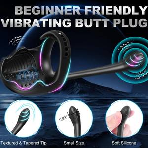 Masseur double tête à 10 vibrations avec anneau pénien réglable, masseur de prostate - Product Image 3