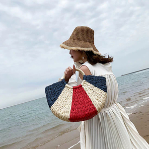 Fashion Hand Woven Half Round Summer Beach <strong>Straw</strong> <strong>Tote</strong> Hand <strong>Bag</strong> Women Handbag - Product Image 6