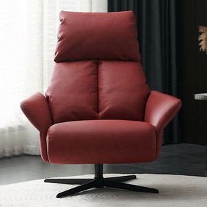 Sillón Giratorio de Cuero Color Bronceado con Respaldo Alto, Reposacabezas, Cojines Lumbares y Asiento Acolchado Profundo, para Sala de Estar, Mueble para el Hogar - Product Image 4