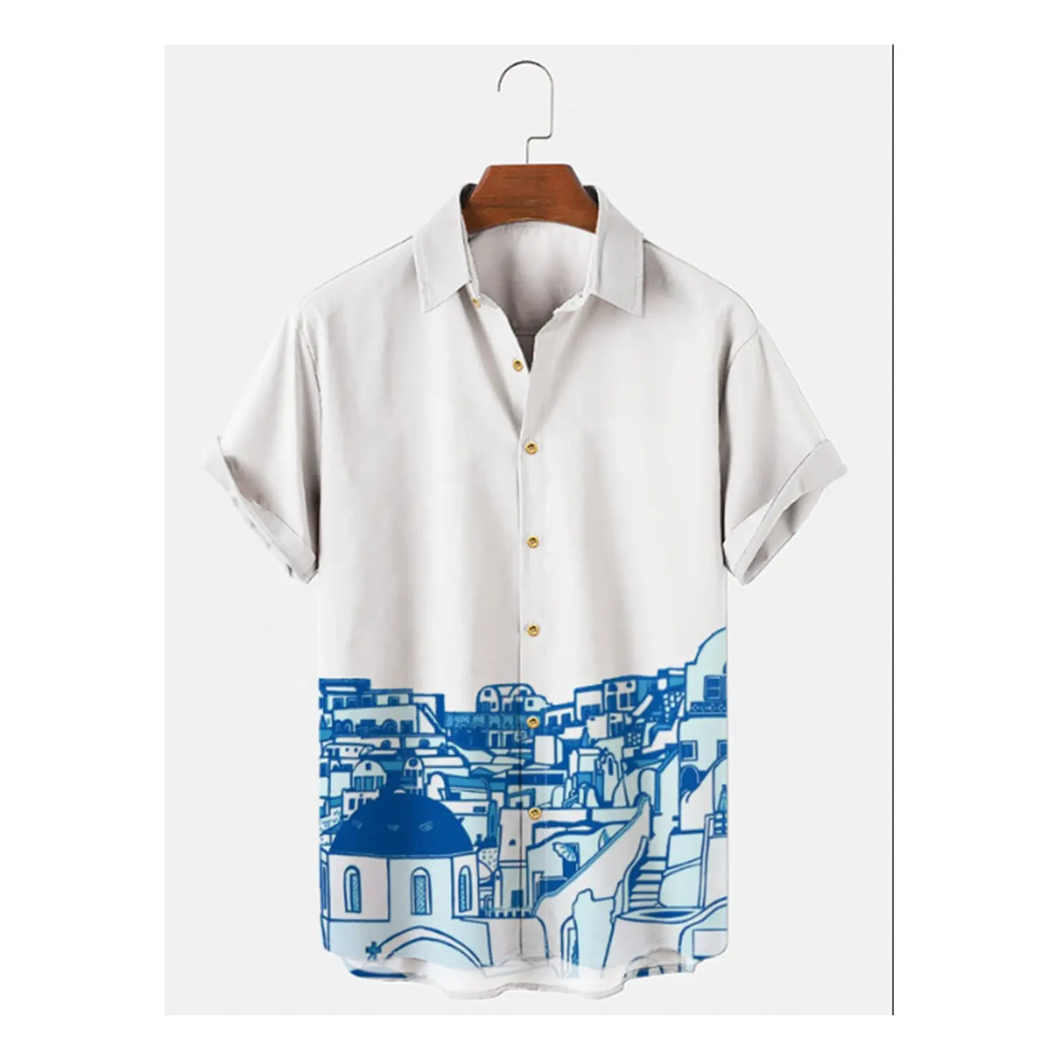 Nuova maglietta di abbigliamento da uomo personalizzata stampa camicia abbottonata da spiaggia hawaiana da uomo camicie Casual a maniche corte traspiranti per uomo