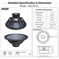 Subwoofer Profesional de Neodimio de 21 Pulgadas, 2000W AES, 8 Ohmios, de Largo Alcance, para Sistemas de Sonido Line Array y de Conciertos