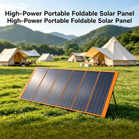 Lampe Solaire d'Urgence 300W Noire, Panneau Solaire Portable 100 Cellules, Sac Pliable, Alimentation Extérieure 18V