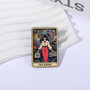 ADHDタロットカードエナメルピン自閉症メンタルヘルスメタルブローチラペルバックパックバッジジュエリーアクセサリーお友達へのギフト - Product Image 2