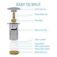 Vanne de vidange de lavabo en acier inoxydable chromé avec siphon pop-up et trop-plein, personnalisable pour salle de bain, usage sanitaire, pour l'ensemble du monde