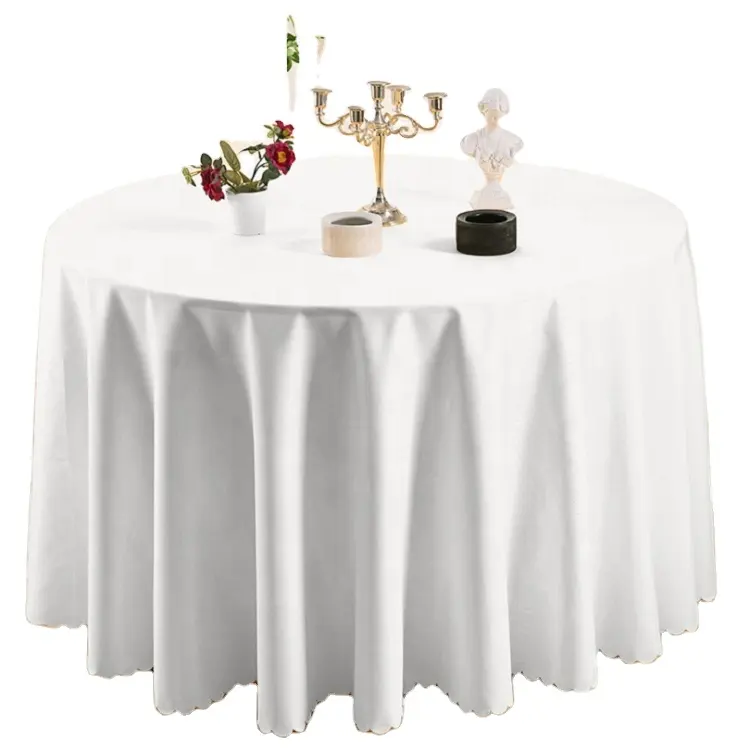 Wholesale Tablecloth Custom Size Wedding Solid Hotel Damask White Table Cover 120 Inch Round Tablecloth