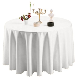 Bán Buôn Khăn Trải Bàn Kích Thước Tùy Chỉnh Đám Cưới Khách Sạn Rắn Damask Trắng Table Cover 120 Inch Vòng Khăn Trải Bàn - Product Image 1