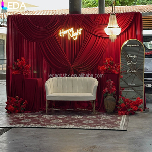 LEDA Elegante Telón de Fondo para Fiestas y Escenarios, Cortina de Tela Roja, Soporte Cuadrado para Telón de Fondo con Diseño de Cintas Cruzadas para Bodas - Product Image 2