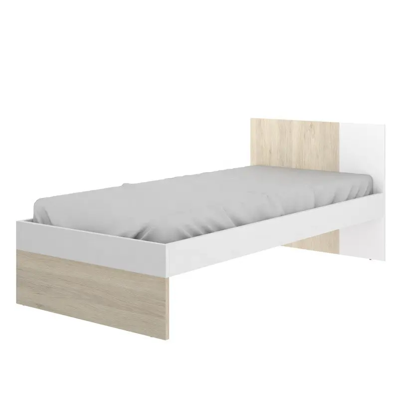 NVOA — lit simple en blanc et chêne pour enfants, 90X200CM, lit simple, 21 etad005