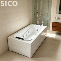 Baignoire de massage d'angle moderne blanche en acrylique avec drain, écologique, autoportante, spa, bain à remous