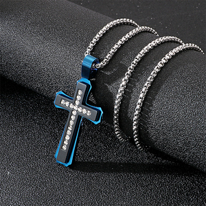 KALEN croce ciondolo oro nero in acciaio inox gioielli zircone <span class=keywords><strong>collana</strong></span> per gli uomini - Product Image 3