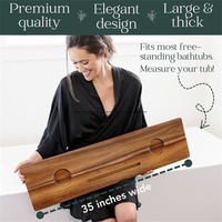 Plateau de bain en bois d'acacia avec emplacements pour vin et bougie, accessoire de spa pour baignoires autoportantes