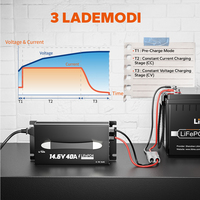 Chargeur de batterie industriel 12V40A AC/DC pour batterie LiFePO4 avec connecteur, affichage LED et multiples protections