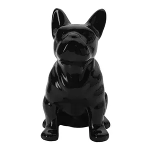 Scultura personalizzata di simulazione di animali, decorazioni per la casa, in ceramica, in bianco e nero, statua di bulldog francese, figurina di bulldog francese