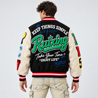 Veste universitaire patchwork, veste bomber brodée sur mesure, streetwear, vêtements d'équipe pour hommes