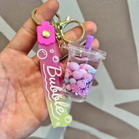 Coloré Boba lait thé liquide porte-clés personnalisé mignon bulle flottante pour voiture pendentif sac bricolage breloques bijoux acrylique porte-clés