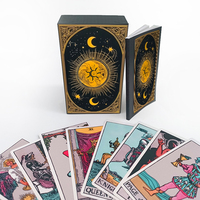 Jeu de tarot personnalisé avec logo, 78 cartes, noir, classique, ensemble d'apprentissage d'oracle avec guide en papier 350 g/m², cartes de tarot imprimées pour jeu