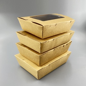 Dùng một lần giấy kraft gấp Hộp Ăn Trưa thực phẩm container phân hủy sinh học lấy đi bao bì gấp hộp - Product Image 4