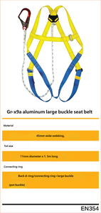 Cinturón de Seguridad de Hebilla Única de Aluminio EN361/EN354 GR-X9A, Cinta de Poliéster de 45 mm de Ancho, Anillo de Conexión en D en la Parte Posterior - Product Image 2