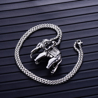 Collier Pendentif Éléphant Hip Hop en Acier Inoxydable 316L pour Homme, Bijou de Fête Vintage Personnalisé, Étanche