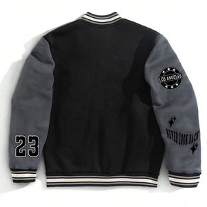 Veste de baseball de haute qualité en gros, style universitaire urbain personnalisé, broderie 3D en tissu éponge, lettres graphiques, veste universitaire pour hommes - Product Image 2