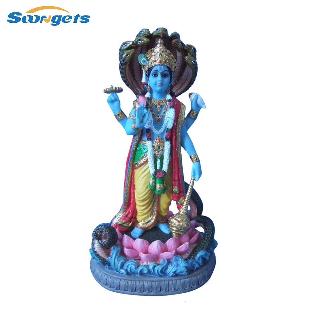 Polyresin el yapımı tatil Hindu tanrı heykeli Vishnu
