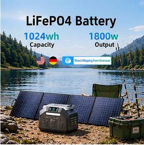 สถานีไฟฟ้าพกพา LiFePO4 MPPT Pure Sine Wave 1024Wh 1800W ชาร์จเร็ว พร้อมรีโมทคอนโทรล ระบบระบายความร้อนด้วยลมบังคับ ใช้ได้กับรถยนต์/พลังงานแสงอาทิตย์ - Product Image 2