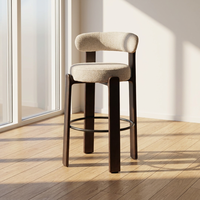 Tabourets de bar élégants en bois massif rembourrés, chaises hautes de salle à manger en gros