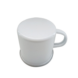 <b>Enamel</b> Mug White Silver Rim Dye Sublimation Coated Drink <b>Cup</b> Without Lid 77g Zhejiang Origin - Product Image 2