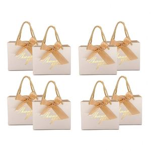 Bolsa de Regalo de Papel Kraft Reciclable con Cinta Dorada en Relieve y Mensaje de Agradecimiento, para Bodas y Fiestas - Product Image 1