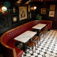 Ensemble de table et chaises de restaurant en cuir rouge avec comptoir en marbre, meubles de banquette Ron Group