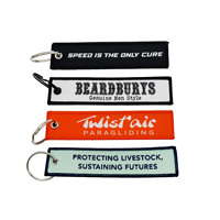 Logo Kustom Bordir Tenun Jet Tas Bordir Patch Gantungan Kunci Keyring Key Tag