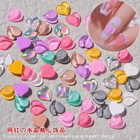 10 pièces/sac Breloques pour ongles Chrome Hearts, Cœur en cristal, Strass en résine effet gelée, Décoration 3D Nail Art, Breloques Kawaii en résine