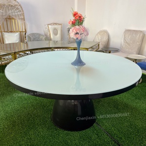 Gran oferta 2025, vidrio redondo de lujo con soporte de Base sólida, mesas de banquete de boda de acero inoxidable para eventos - Product Image 2