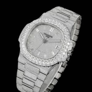 นาฬิกาข้อมือผู้ชายระดับท็อป VVS มอยส์ซาไนต์ หรูหรา แฟชั่น ธุรกิจ ขนาด 40 มม. สายสแตนเลส กันน้ำ ประดับเพชรที่เข็มนาฬิกา - Product Image 4