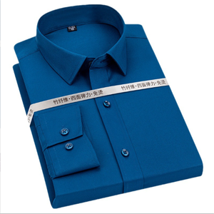 Camicia da Uomo a Maniche Lunghe Business 2024 con Logo Personalizzato Elasticizzata Antipiega Tinta Unita Slim Senza <span class=keywords><strong>Stiro</strong></span> - Product Image 6