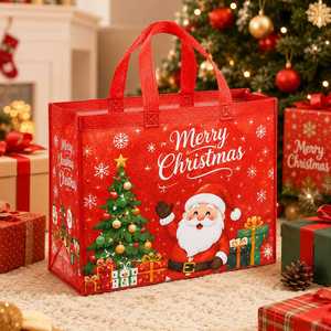 Custom Christmas Non Woven Tote <b>Bag</b> <b>Reusable</b> for Holiday Member Appreciation Gift Xmas VIP Loyalty Reward with Logo Print - Product Image 3