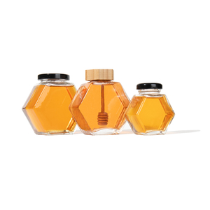 <strong>NEW</strong> Design 360ml Honey Jar Glass <strong>Container</strong> Hexagonal Shape Food <strong>Storage</strong> Premium Glass Honey Bottle With Lids - Product Image 3