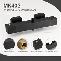 Robinet de douche thermostatique mural en laiton massif noir mat anti-brûlure MK403