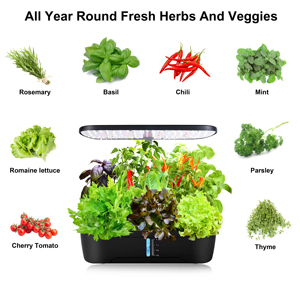 12 Pods Hydroponics Growing System, Herb Garden Kit Indoor Adjustable Height <b>with</b> Automatic <b>Timer</b> 20-Watt LED Grow <b>Light</b> - Product Image 2