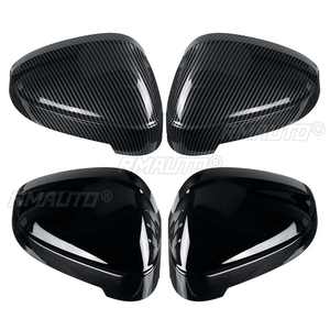 2 pièces Coques de rétroviseurs latéraux noires pour Audi A4 B9 S4 A5 S5 RS5 2017 2018 2019 2020 Noir brillant/Fibre de carbone - Product Image 3