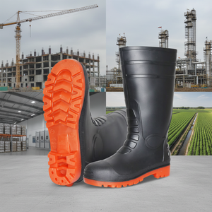 Bottes de sécurité en PVC pour hommes avec embout en acier, <span class=keywords><strong>anti</strong></span>-écrasement, <span class=keywords><strong>anti</strong></span>-perforation, antidérapantes, imperméables pour la construction et l'agriculture - Product Image 1