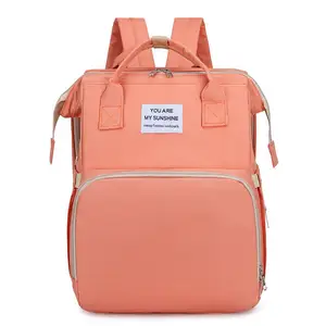 2023 New Designer Multi-function Light Mommy Travel Bag Baby Nursery Diaper Backpack Bag With Folding Crib