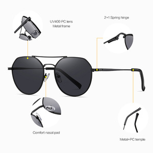 Lunettes de soleil Conchen Aviator, monture en métal noir, verres PC, protection UV400, unisexe, pour la conduite, les voyages, la mode - Product Image 3