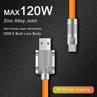 Câble de chargement ultra rapide OEM 120W en alliage de zinc métallique et silicone liquide Micro USB Type-C Câble de données de chargeur pour iPhone Android