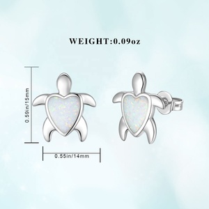 Isunni S925 esterlina chapados en rodio plata en forma <span class=keywords><strong>de</strong></span> corazón blanco Opal tortuga <span class=keywords><strong>de</strong></span> <span class=keywords><strong>mar</strong></span> pendiente <span class=keywords><strong>de</strong></span> joyería <span class=keywords><strong>de</strong></span> pendientes - Product Image 5