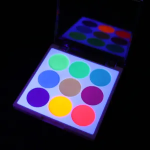 Professional Cosmetic Makeup Eyeshadow Palette 9-color Oil Based Uv Neon Face Body Paint Palette For Kids And Adult
