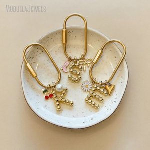 Portachiavi Personalizzato Con Iniziale Oro - Accessorio Per Borsa Donna, Regalo Alfabeto