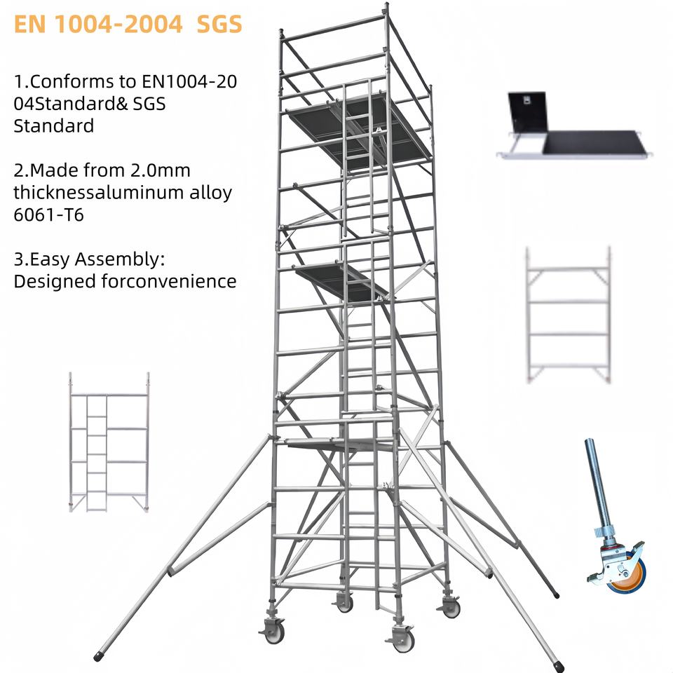 6m 12m 18m Mobile Scaffold Tower Ladder Aluminium Rolling Scaffolding ...